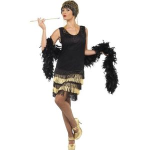 Zwart/gouden jaren 20 flapper jurk voor dames - Carnavalskostuums