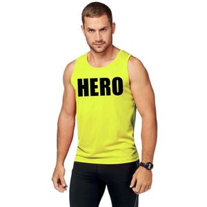 Neon geel sport shirt/ singlet Hero heren - Sportshirts