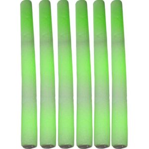 6x Lichtgevende foam staaf groen - Verkleedattributen