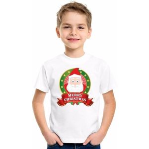 Witte Kerst t-shirt voor kinderen de Kerstman - kerst t-shirts kind