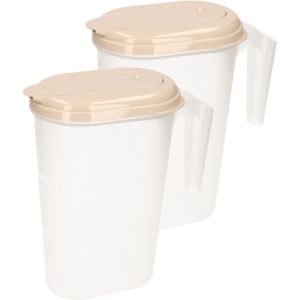 Transparante kunststof waterkan/sapkan 1.6 liter - 2 stuks