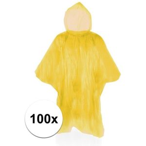 100 Stuks voordelige gele regenponcho's - Regenponcho's