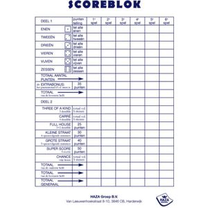 Haza Scoreblok Yahtzee - 4x Scoreblokken met 250 vellen - Familiespellen en dobbelspelletjes
