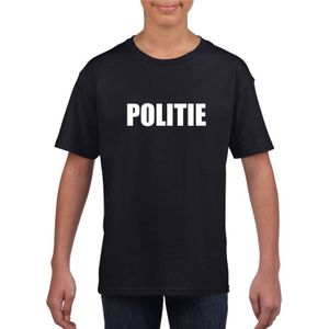 Politie tekst t-shirt zwart kinderen - Feestshirts