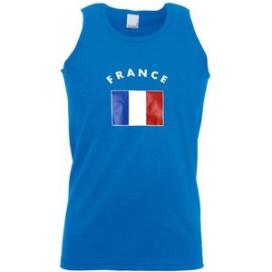 Blauw heren shirtje met Franse vlag - Feestshirts