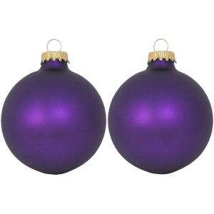 16x Magic velvet paarse glazen kerstballen mat 7 cm kerstboomversiering - Kerstbal