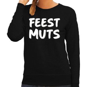 Feest muts sweater / trui zwart met witte letters voor dames - Feesttruien