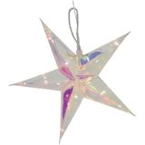 Svenska Living Verlichte kerststerren - 2x - zilver iriserend- 26 cm - op batterij