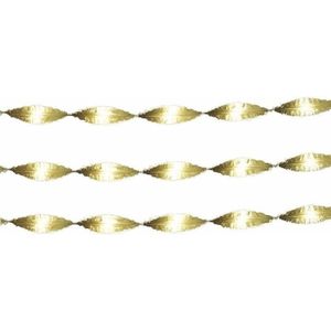3x Crepepapier slingers goud 6 meter - Feestslingers