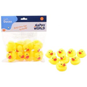 16x Happy World badeendjes geel 6 cm - Badspeelgoed