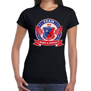 Zwart Kort en Pittig team t-shirt dames - Feestshirts