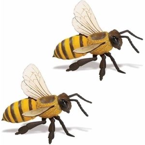 2x stuks plastic insecten/dieren speelgoed figuur honingbijen van 14 cm - Speelfiguren