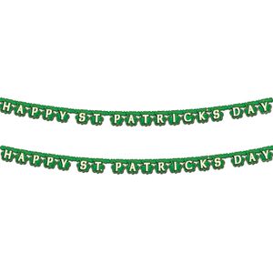 St. Patricks Day feestslinger - 2x - 205 x 11 cm - groen - van papier - Feestslingers
