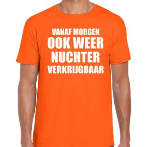 Koningsdag t-shirt morgen nuchter verkrijgbaar oranje voor heren - Feestshirts