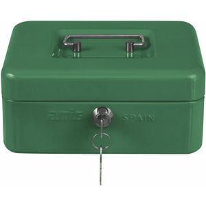 Geldkistje met 2 sleutels - groen - staal - muntbakje - 25 x 18 x 9 cm - inbraakbeveiliging - Geldkistjes