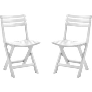 Set van 2x stuks witte kunststof klapstoelen voor binnen en buiten - Klapstoelen