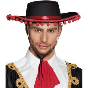 Spaanse matador hoed met bolletjes - Verkleedhoofddeksels