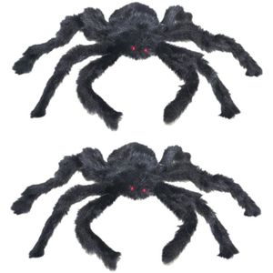 3x Grote zwarte spinnen van 28 cm - Feestdecoratievoorwerp