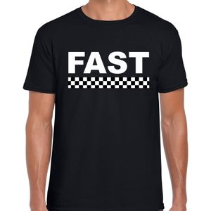 Fast coureur supporter / finish vlag t-shirt zwart voor heren - Feestshirts
