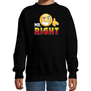 Funny emoticon sweater Mr. Right zwart kids - Feesttruien