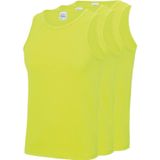 3-Pack Maat M - Sport singlets/hemden neon geel voor heren - T-shirts