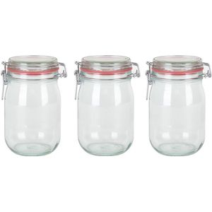 10x Glazen snoeppotten/bewaarpotten 1000 ml/1 liter met beugelsluiting - Weckpotten