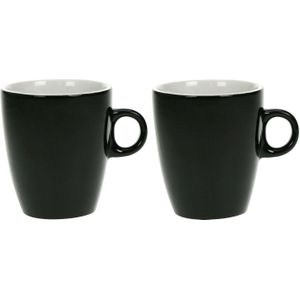 Set van 12x stuks koffiekopjes/bekers zwart 190 ml - Koffie/thee kopjes van keramiek