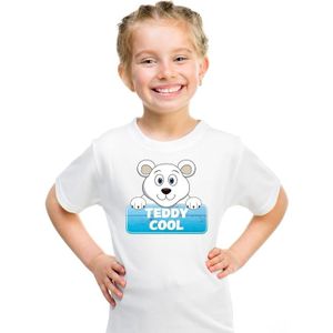 Dieren shirt wit Teddy Cool de ijsbeer voor kinderen - T-shirts