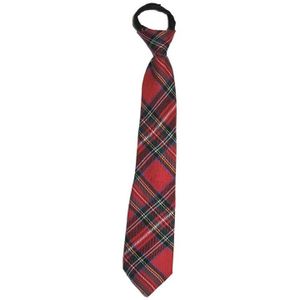 Schots geblokte feest verkleed stropdas rood - Verkleedstropdassen