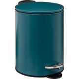 5Five kleine Pedaalemmer - metaal - petrol blauw - 3L - 16 x 25 cm - toilet