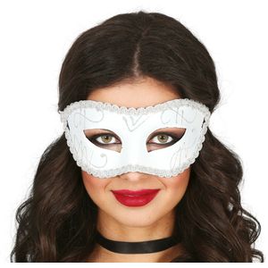 Verkleed oogmasker Venitiaans - wit - volwassenen - Carnaval/gemaskerd bal - Verkleedmaskers