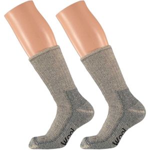 Set van 2x stuks extra warme grijze winter sokken maat 42/45 - Wandelsokken