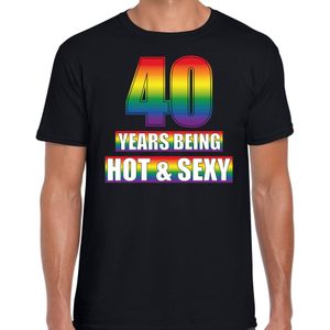 Hot en sexy 40 jaar verjaardag cadeau t-shirt zwart voor heren - Gay/ LHBT kleding / outfit - Feestshirts