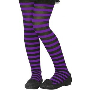 Verkleed panty zwart met paars voor kinderen - Verkleedpanty