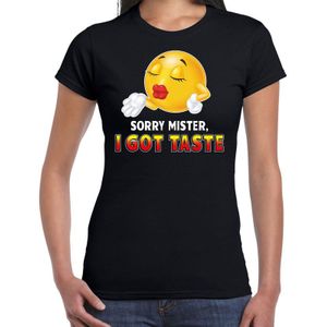 Funny emoticon t-shirt Sorry mister i got taste zwart dames - Feestshirts