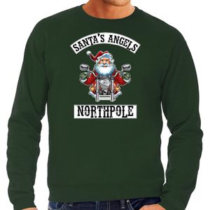 Grote maten foute Kersttrui / outfit Santas angels Northpole groen voor heren - kerst truien