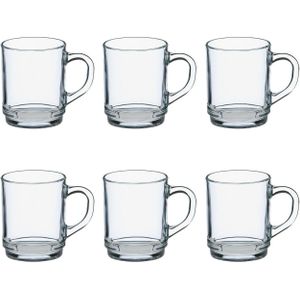 24x Theeglazen/koffieglazen transparant glas met inhoud 260 ml