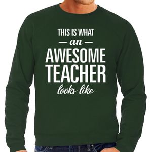 Awesome Teacher / leraar cadeau sweater groen heren  - Feesttruien