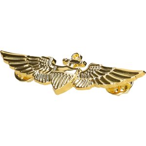 Piloten/Vliegeniers verkleed broche - goud - metaal - 7 cm - Carnaval accessoires - Verkleedsieraden