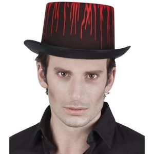 Zwarte vampier/dracula hoed met druipend bloed voor volwassenen - Verkleedhoofddeksels