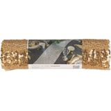 Santex Kerstdiner glitter tafelloper op rol - goud pailletten - 19 x 300 cm - polyester
