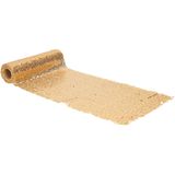 Santex Kerstdiner glitter tafelloper op rol - goud pailletten - 19 x 300 cm - polyester