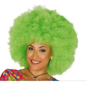 Verkleed pruik afro/hippie - groen - voor volwassenen - one size - Verkleedpruiken