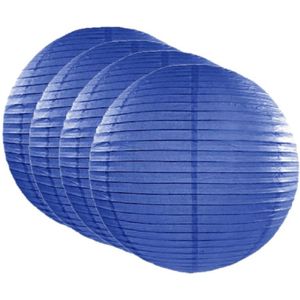 4x stuks bol lampionnen donkerblauw 35 cm - Feestlampionnen