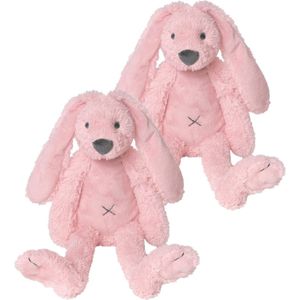 2x stuks happy Horse roze pluche konijn knuffel Richie - Dieren speelgoed konijnen