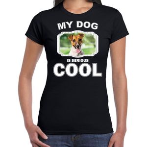 Jack russel terriers honden t-shirt my dog is serious cool zwart voor dames - T-shirts