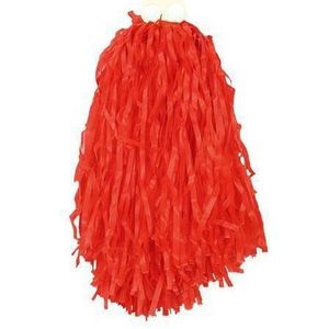 1x Stuks cheerball/pompom rood met ringgreep 28 cm  - Verkleedattributen