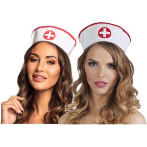 Zuster/verpleegster kapje/hoedje - 2x - carnaval verkleed accessoire - sexy nurse - Verkleedhoofddeksels