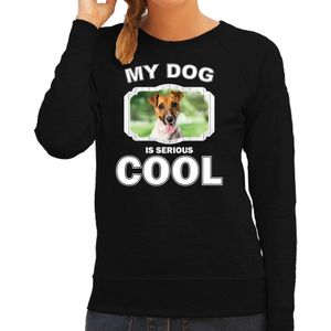 Jack russel honden sweater / trui my dog is serious cool zwart voor dames - Sweaters
