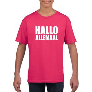 Hallo allemaal tekst roze t-shirt voor kinderen - T-shirts